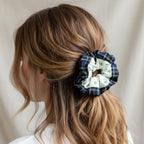 Plaid Floral Scrunchie Set With Ruffle Design