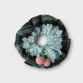 Plaid Scrunchie With Lace Floral Pom Detail