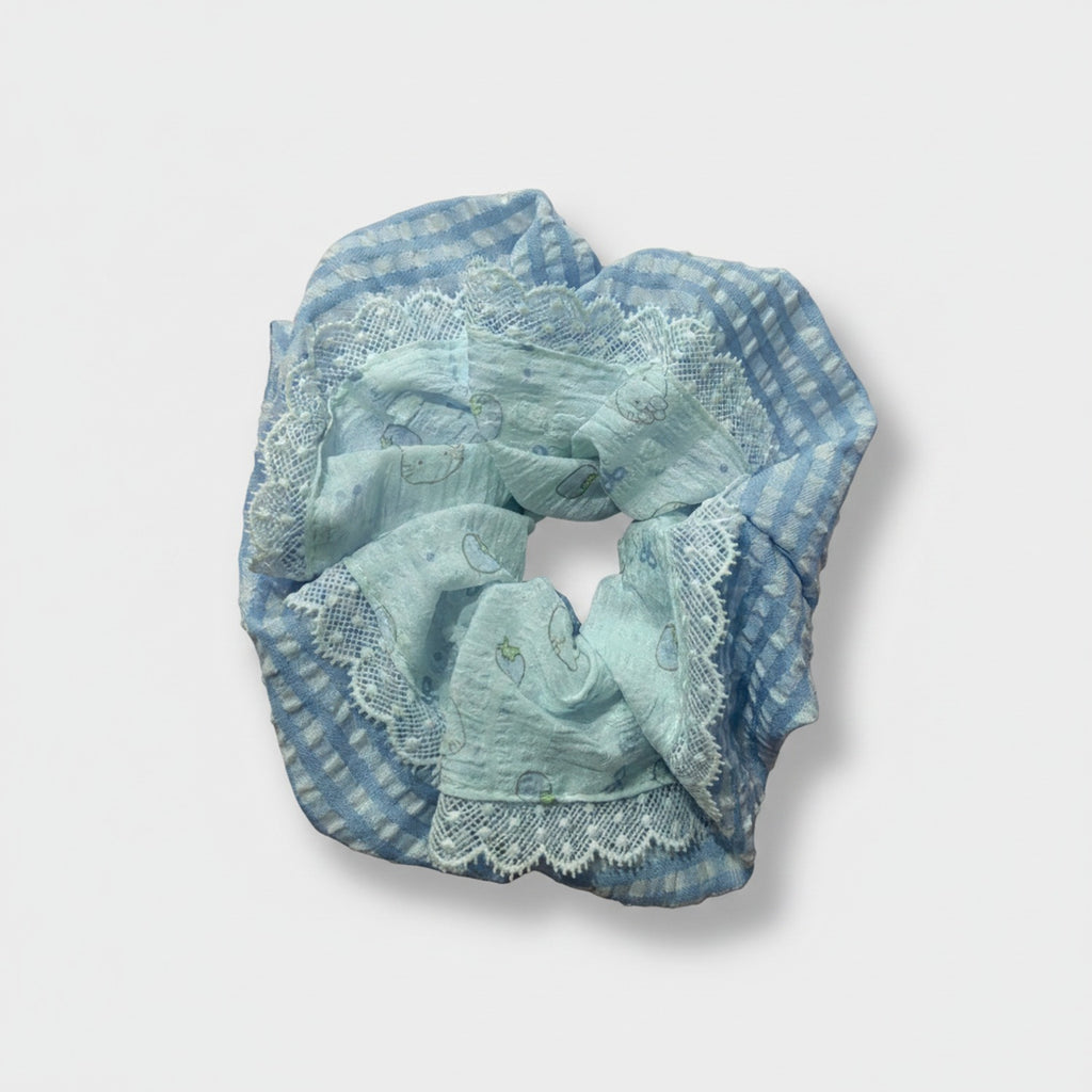 Blue Lace Scrunchie With Heart Details