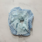 Blue Lace Scrunchie With Heart Details – hair accessories (view 2)