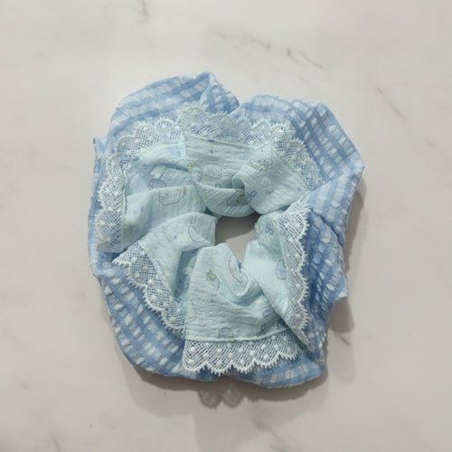 Blue Lace Scrunchie With Heart Details