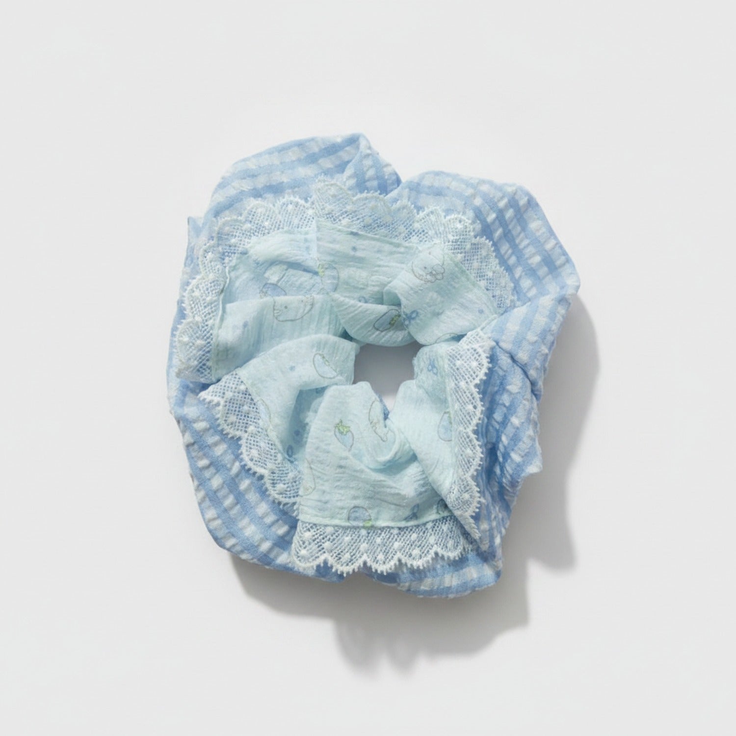 Blue Lace Scrunchie With Heart Details
