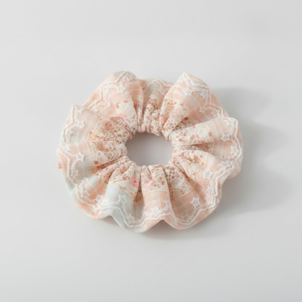 Lace Floral Scrunchie With Ruffle Edge – hair accessories (view 1)