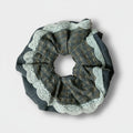 Lace Plaid Hair Scrunchie With Eyelet Trim