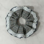 Lace Plaid Hair Scrunchie With Eyelet Trim – hair accessories (view 2)