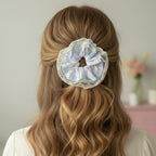 Pastel Plaid Lace Scrunchie Hair Tie