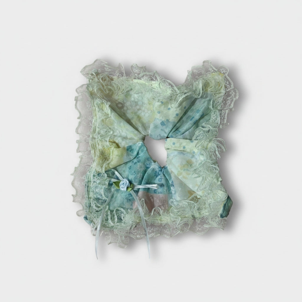 Mint Lace Butterfly Hair Clip Scrunchie
