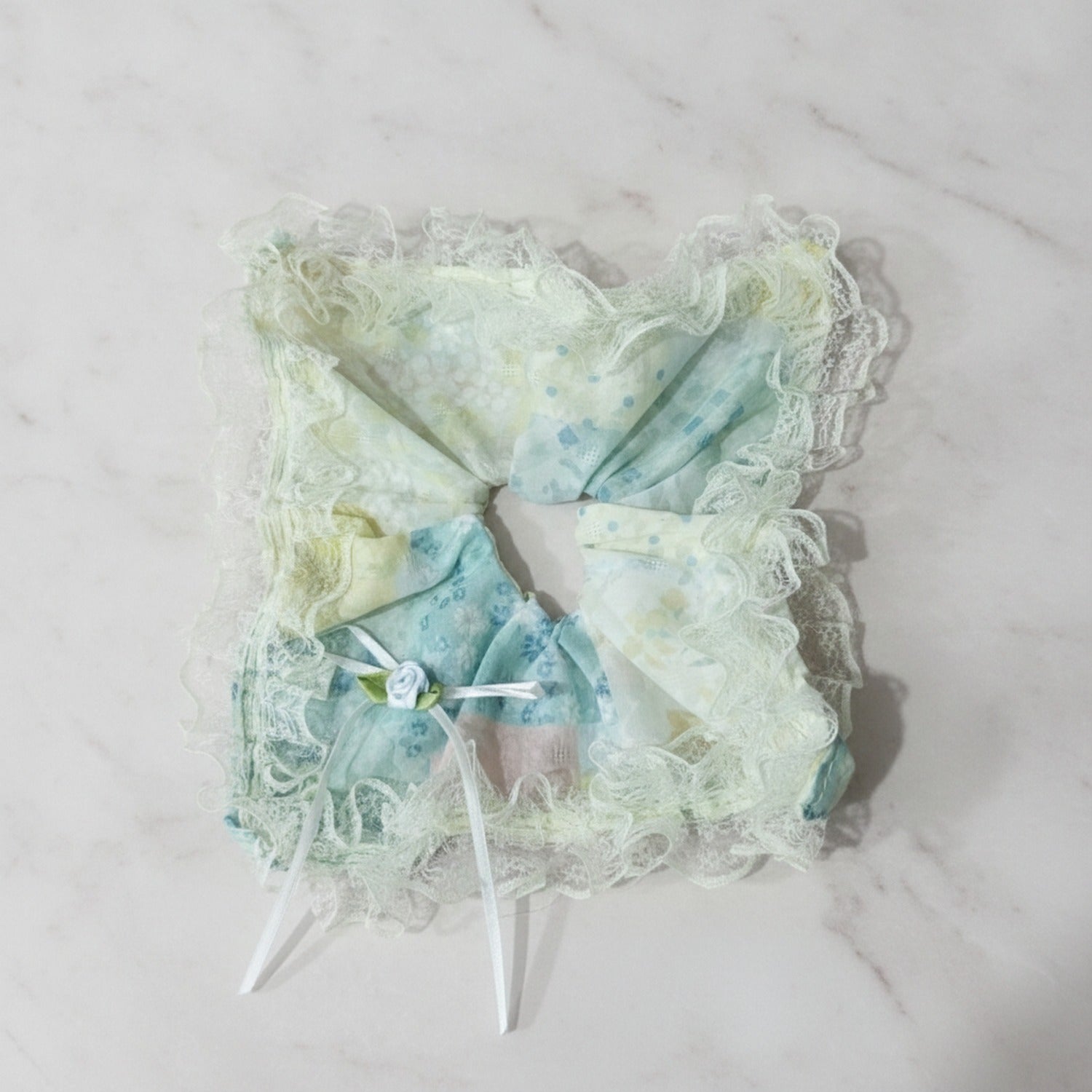 Mint Lace Butterfly Hair Clip Scrunchie