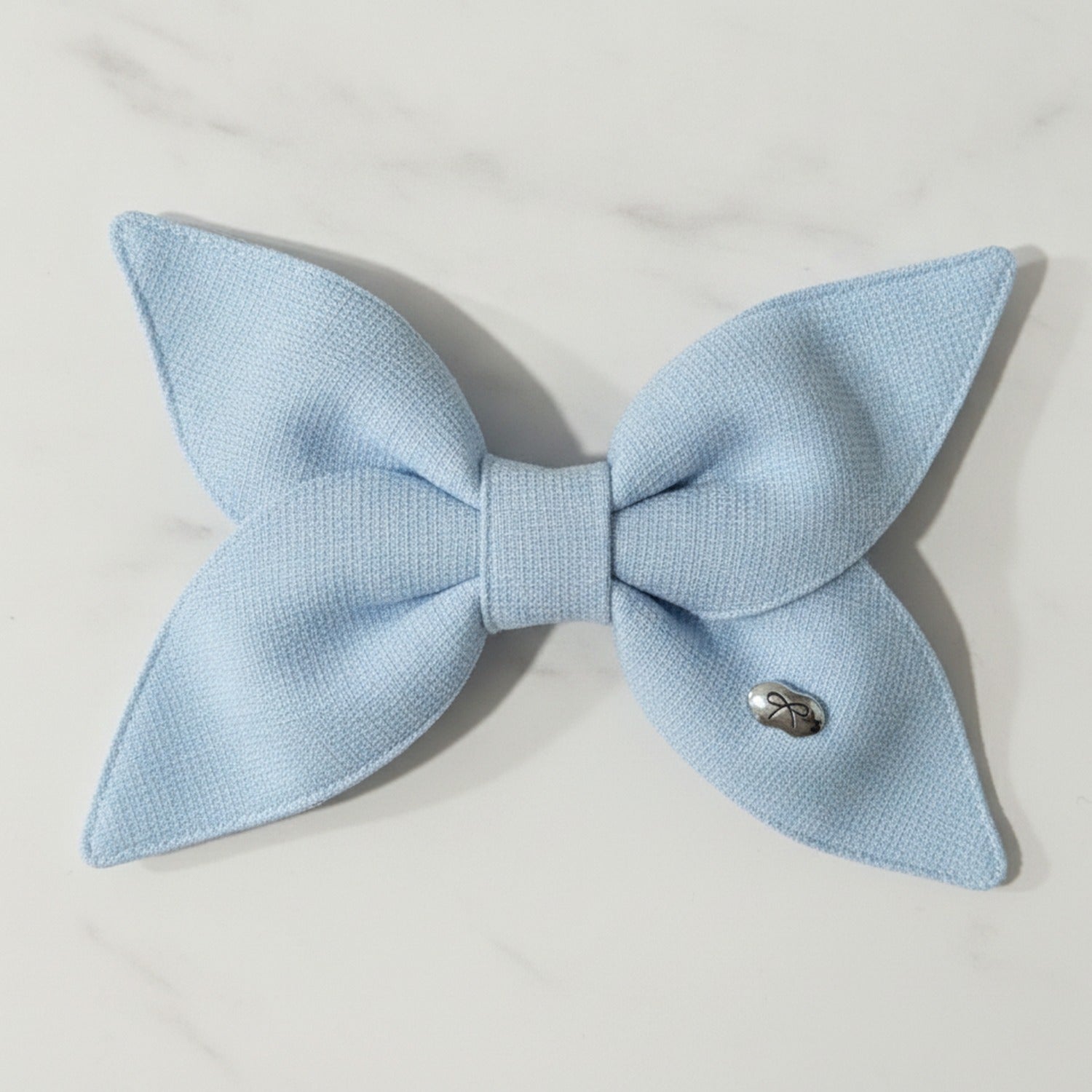 Ribbed Knit Bow Hair Clip Blue