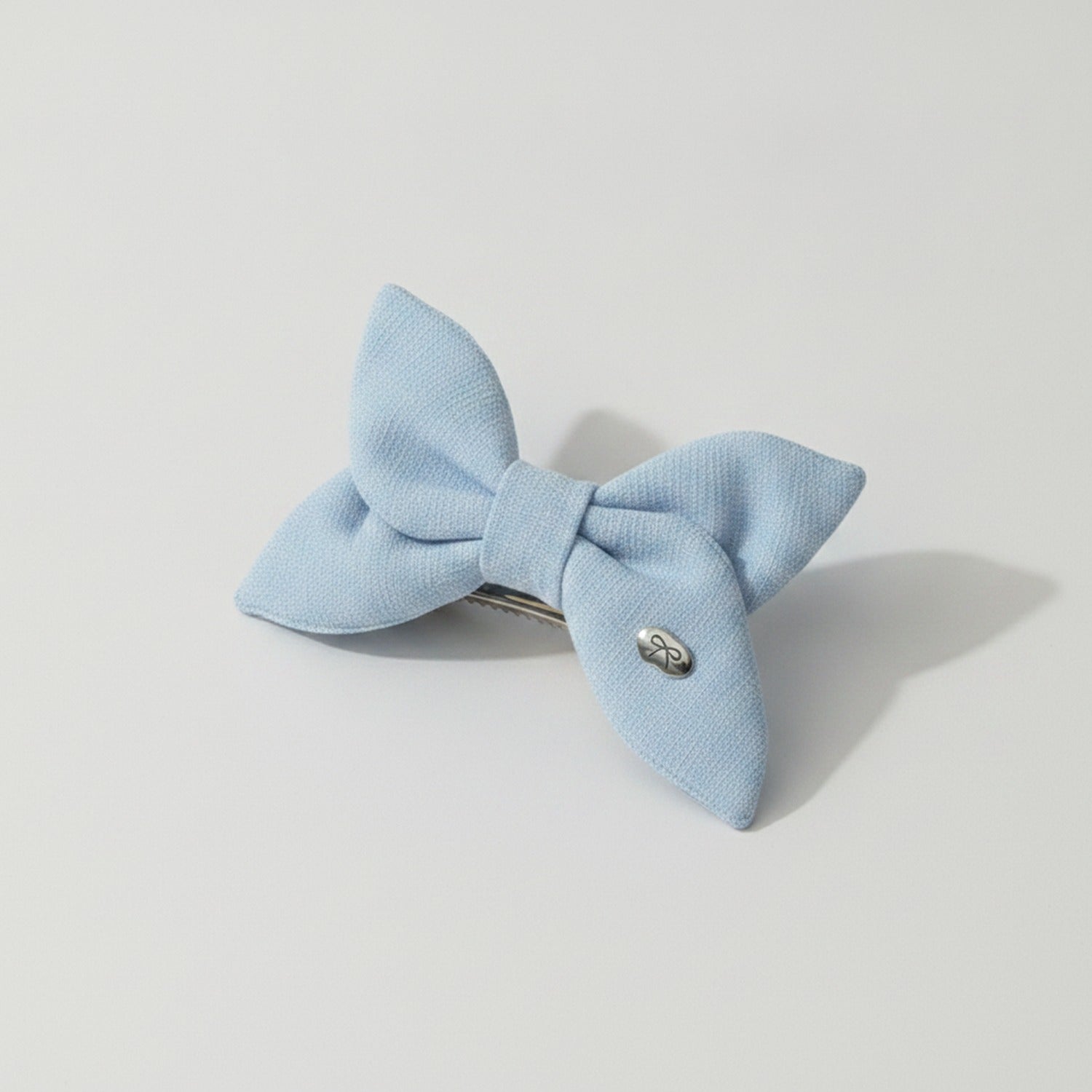 Ribbed Knit Bow Hair Clip Blue