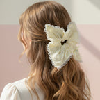 Daisy Lace Ruffle Hair Scrunchie Cream