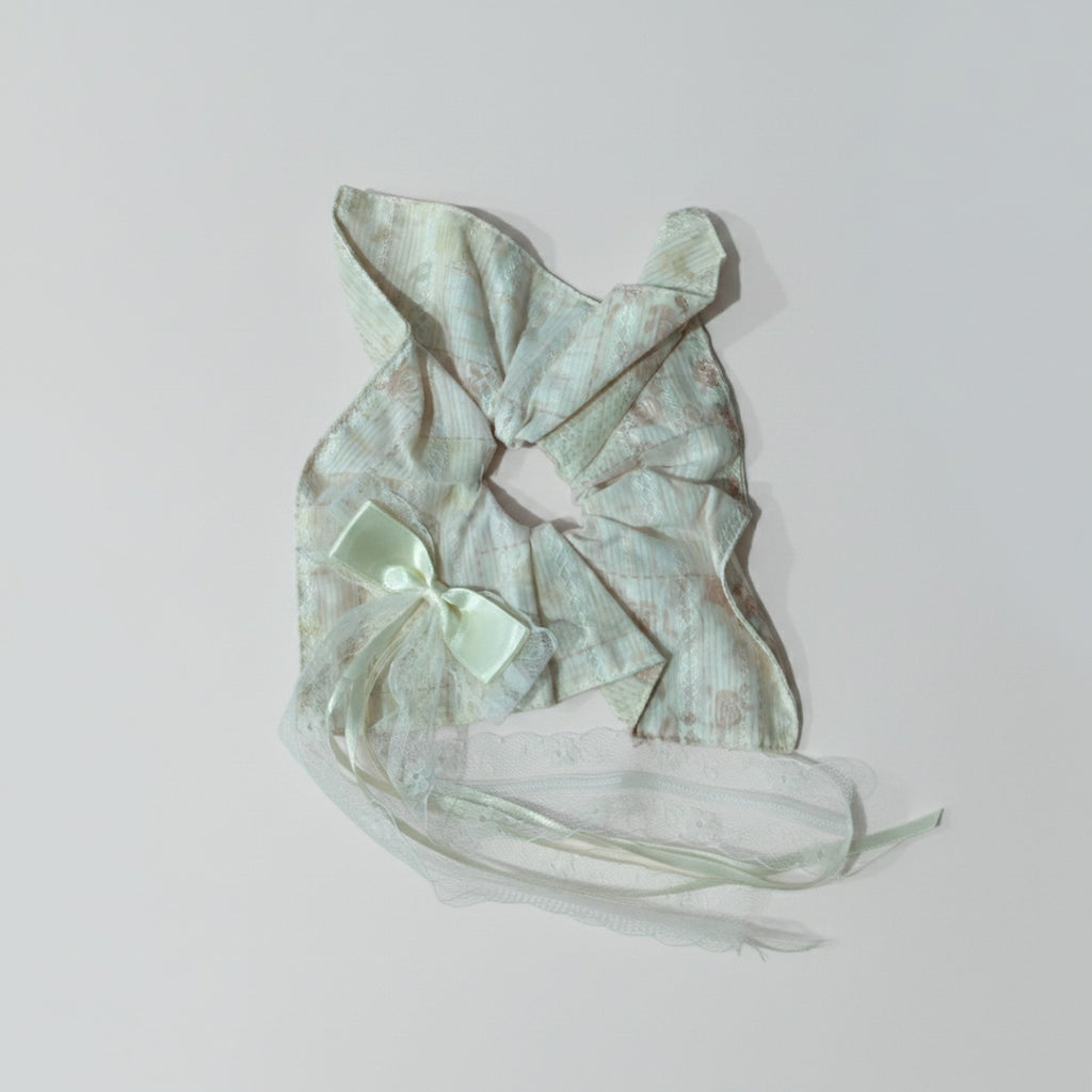 Sage Linen Hair Tie with Bow Detail