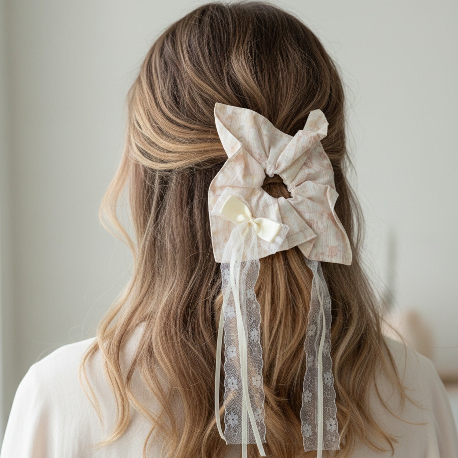 Sage Linen Hair Tie with Bow Detail