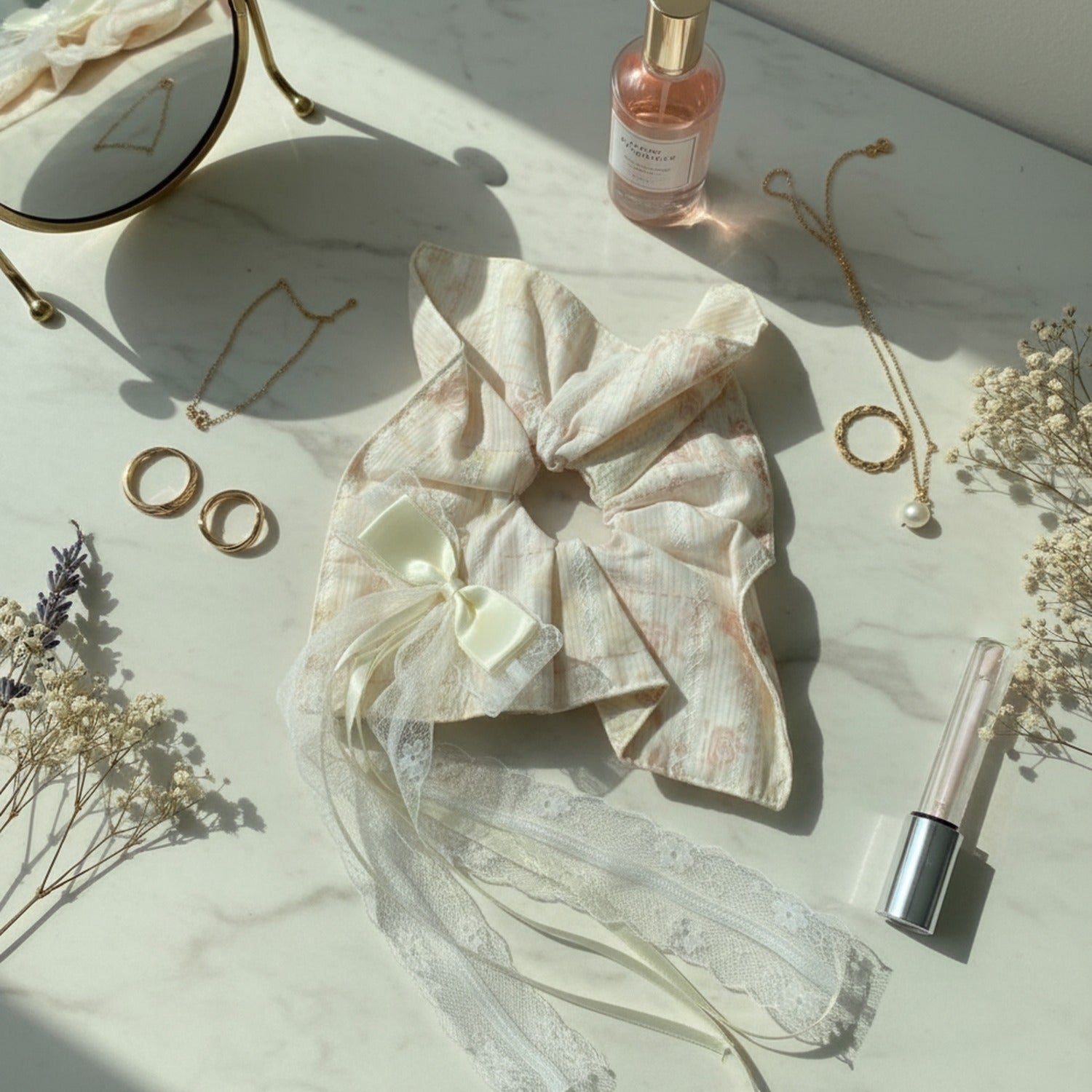 Sage Linen Hair Tie with Bow Detail – hair accessories (view 3)