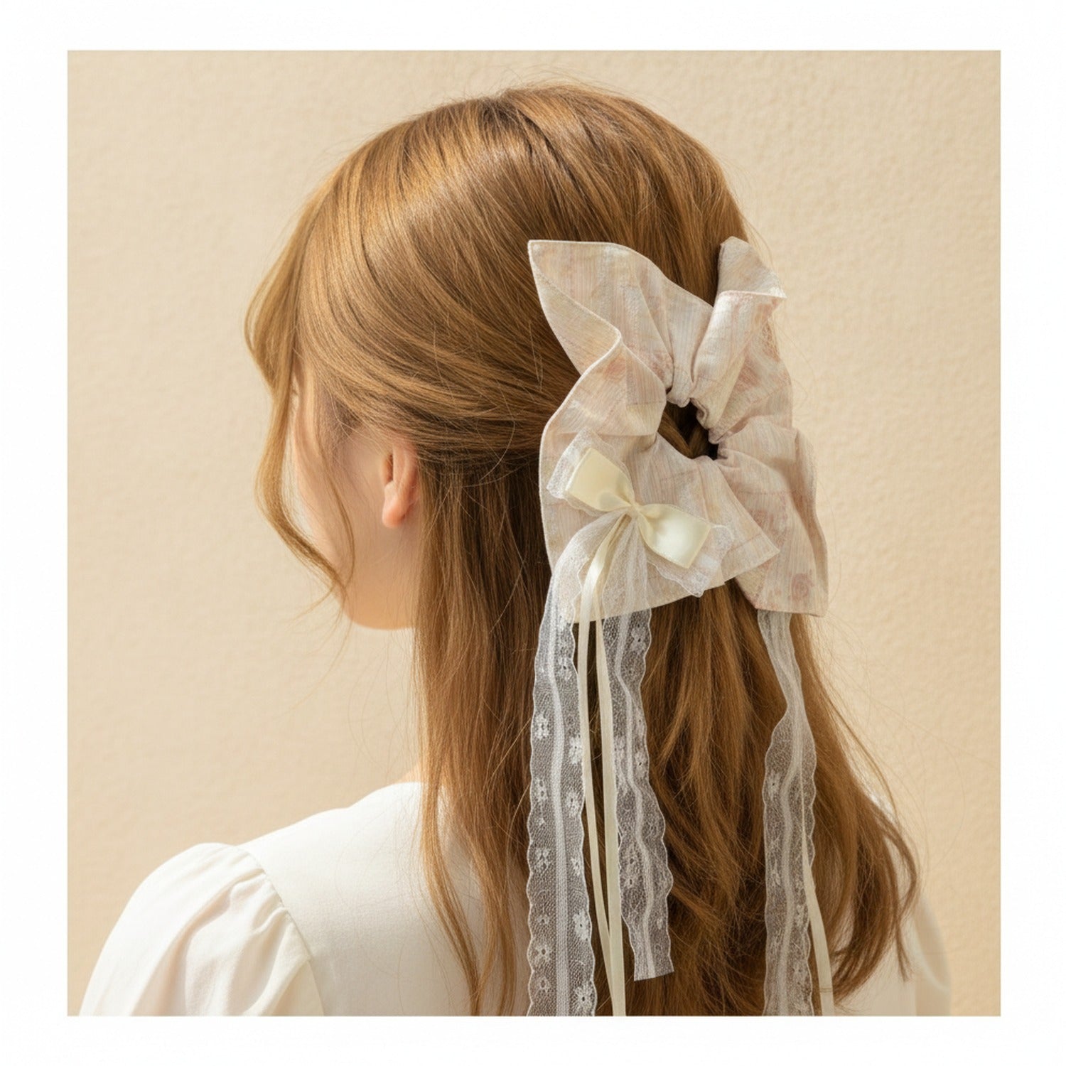 Sage Linen Hair Tie with Bow Detail