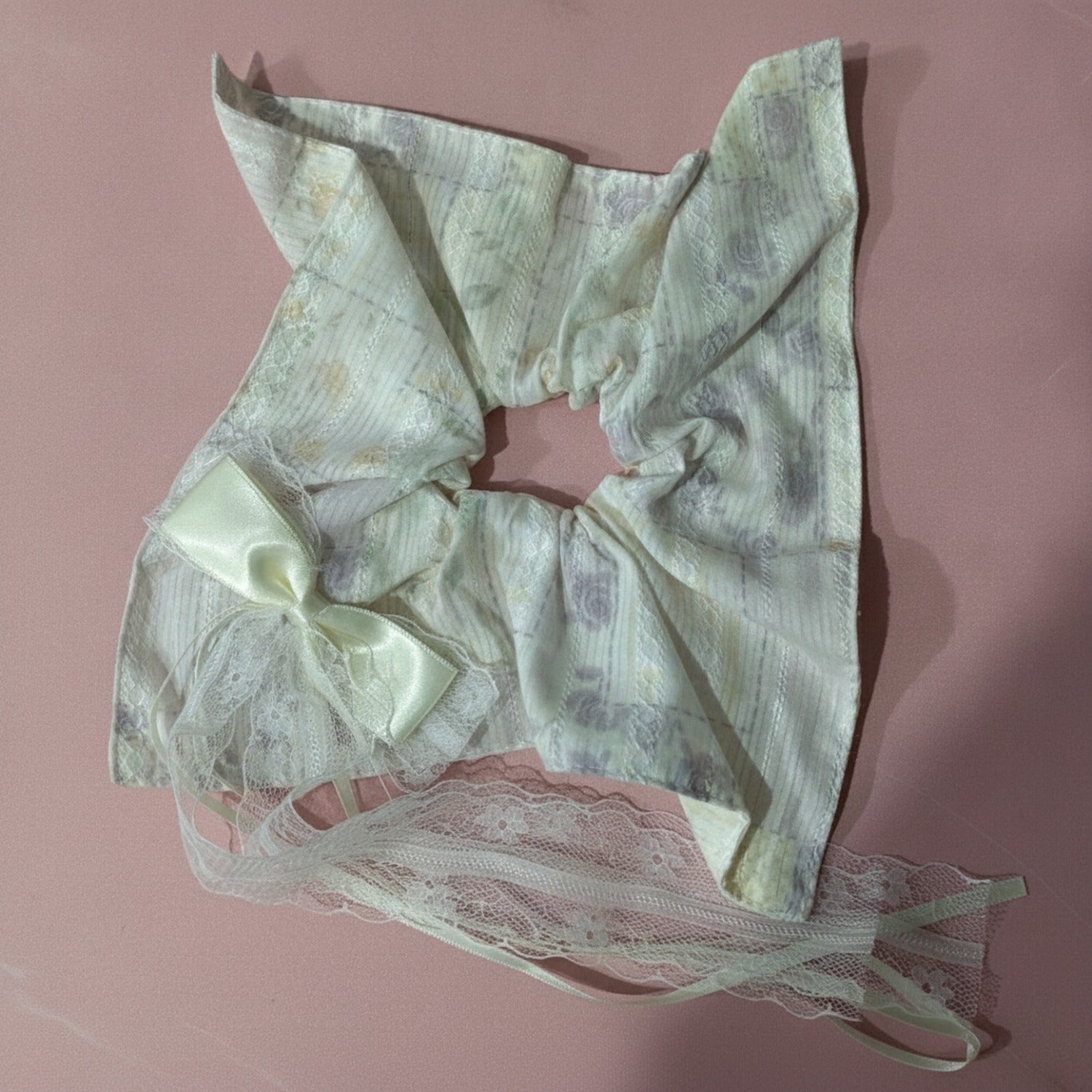 Sage Green Lace Bow Hair Scrunchie