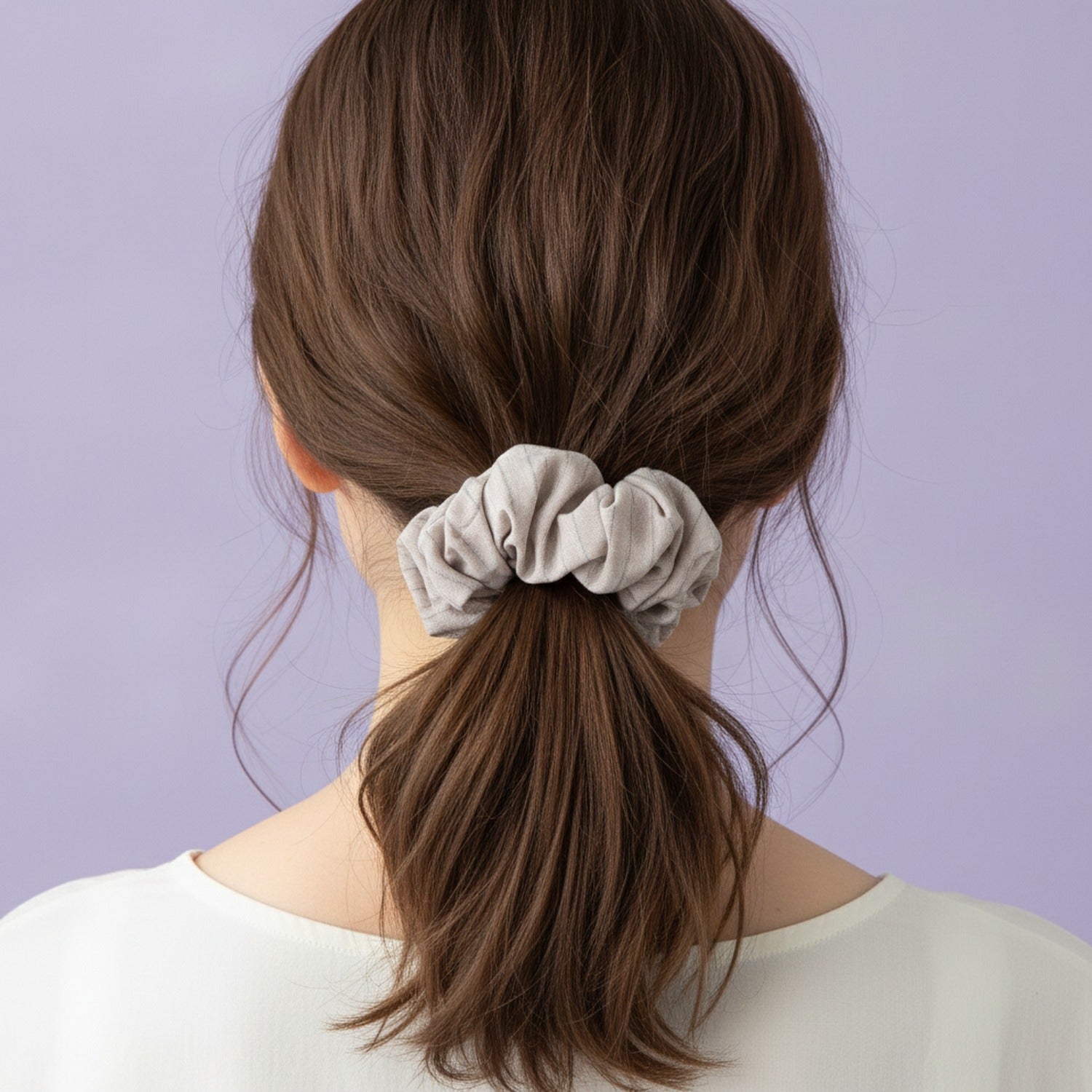 Pinstripe Linen Hair Bow Scrunchie
