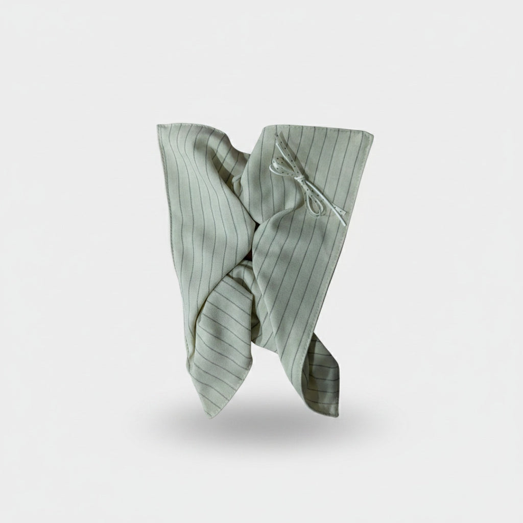 Pinstriped Linen Hair Tie Bow Set