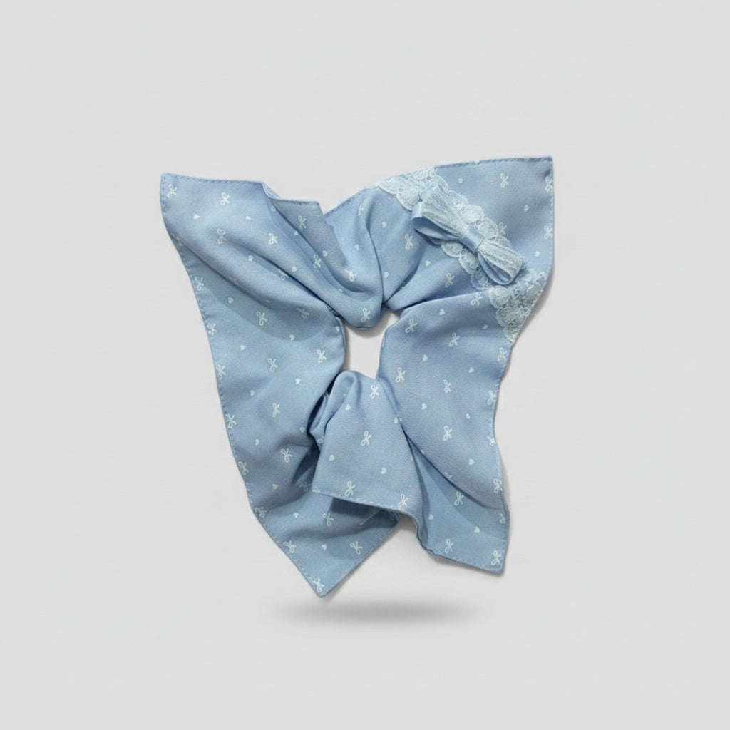 Blue Floral Lace Bow Hair Clip