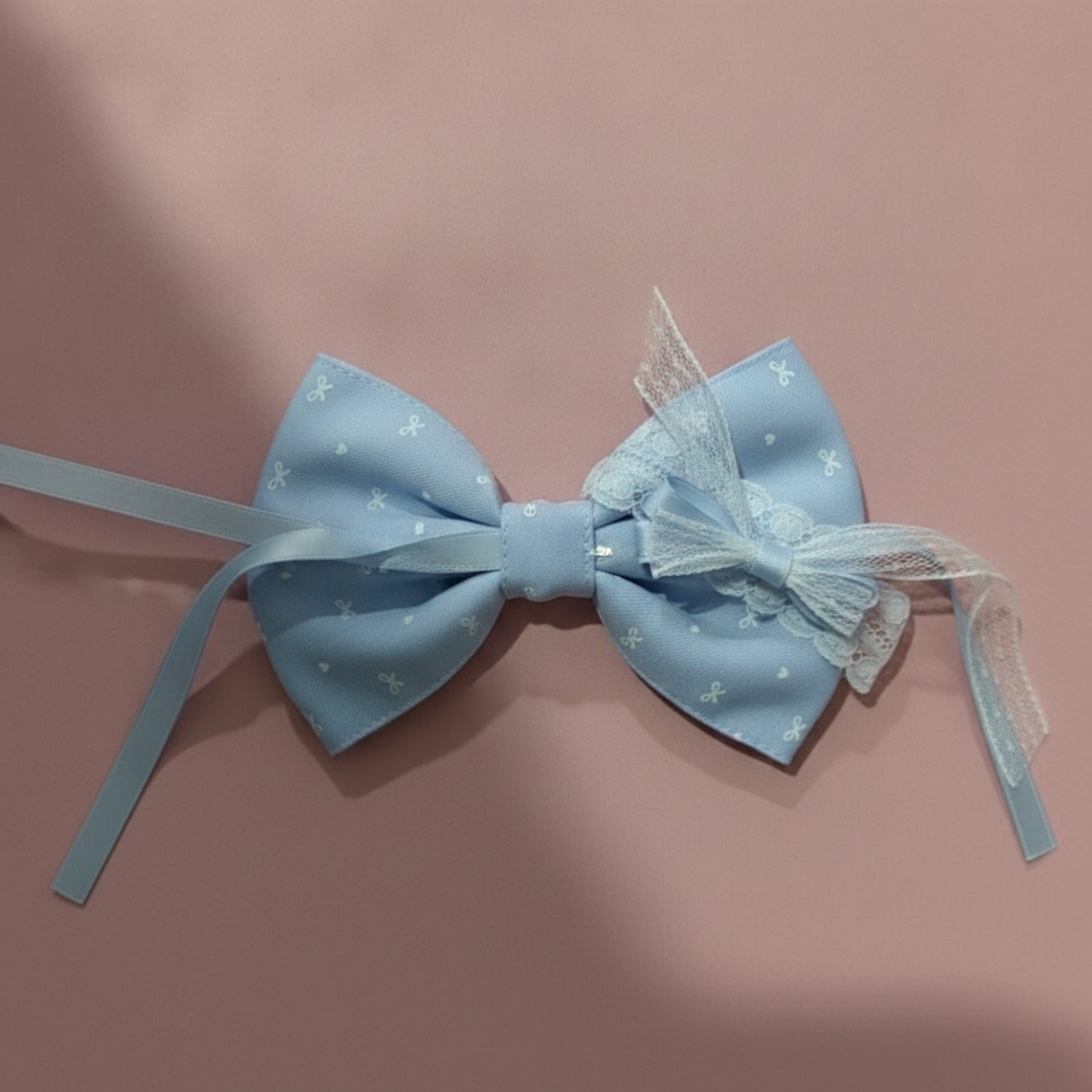 Blue Floral Lace Bow Hair Clip
