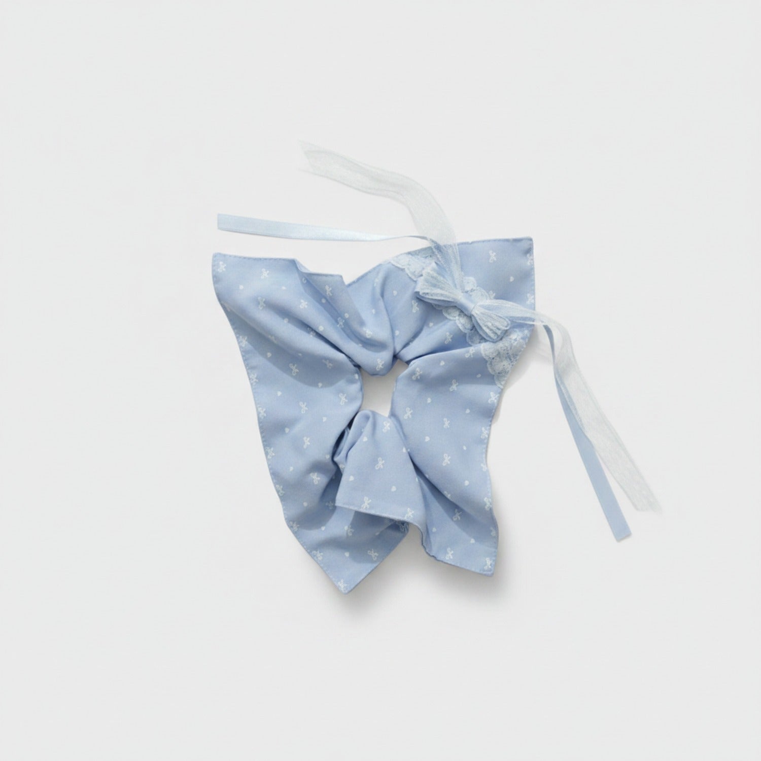 Blue Floral Lace Bow Hair Clip