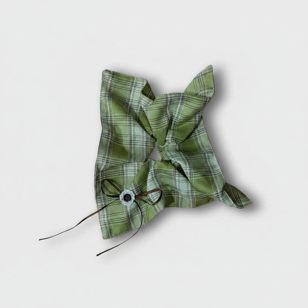 Green Plaid Bow Hair Tie Scrunchie
