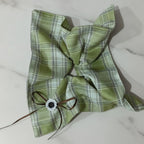 Green Plaid Bow Hair Tie Scrunchie – hair accessories (view 2)