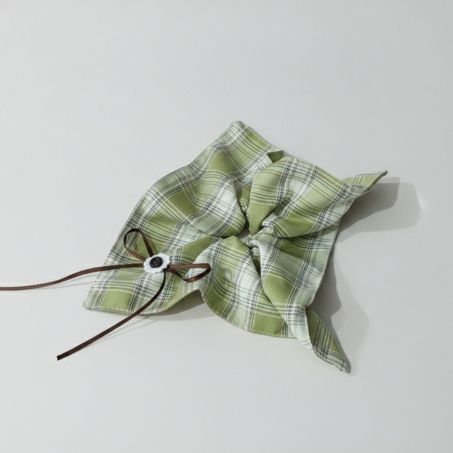 Green Plaid Bow Hair Tie Scrunchie