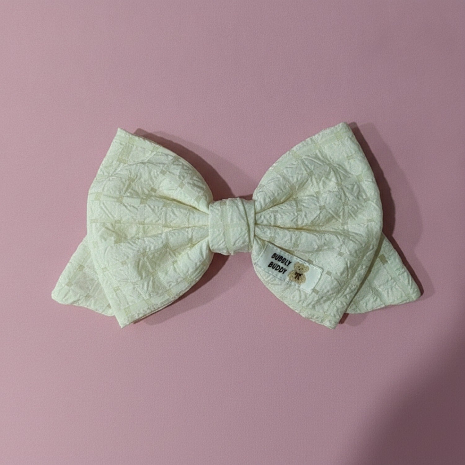 Crinkled Cream Butterfly Hair Bow Clip