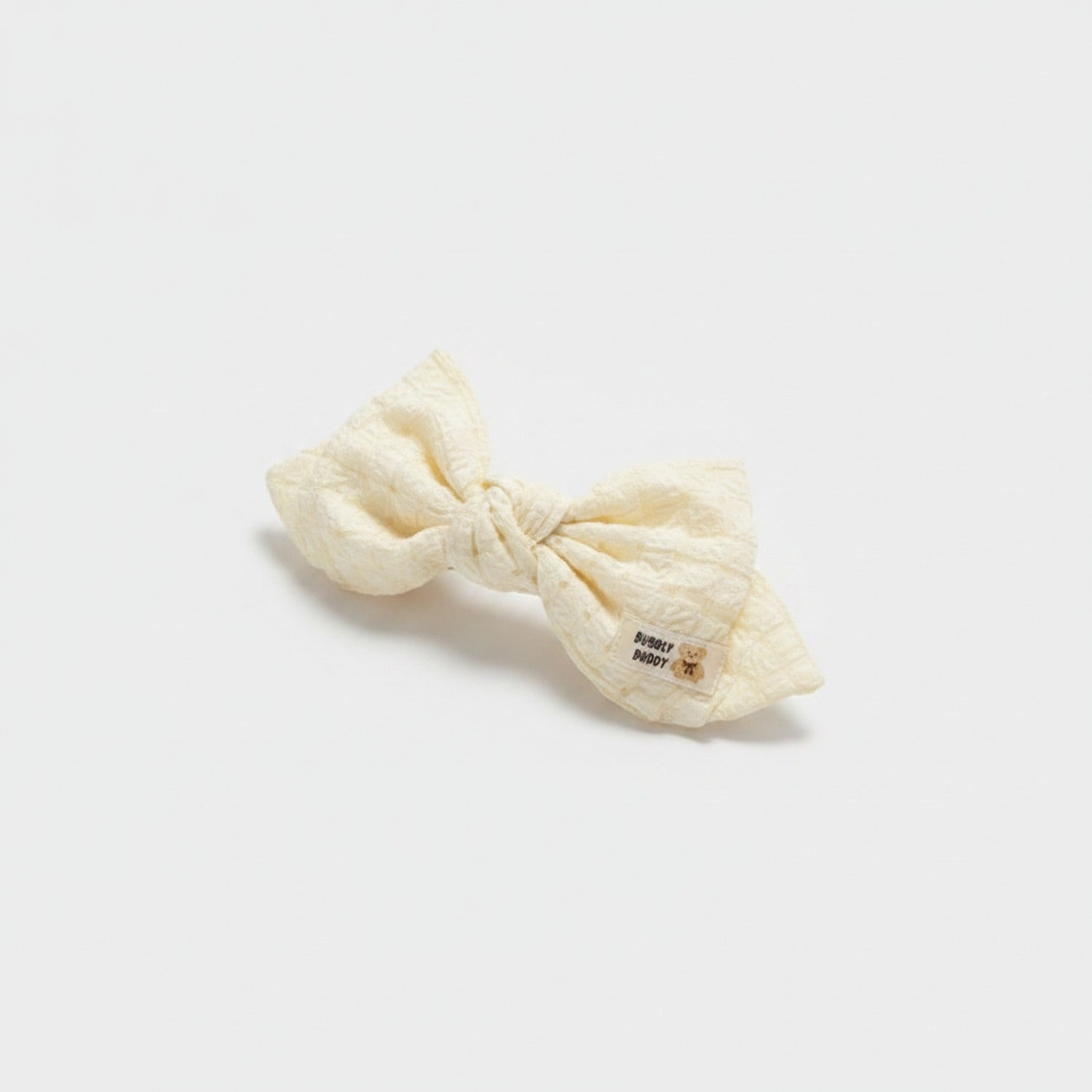 Crinkled Cream Butterfly Hair Bow Clip