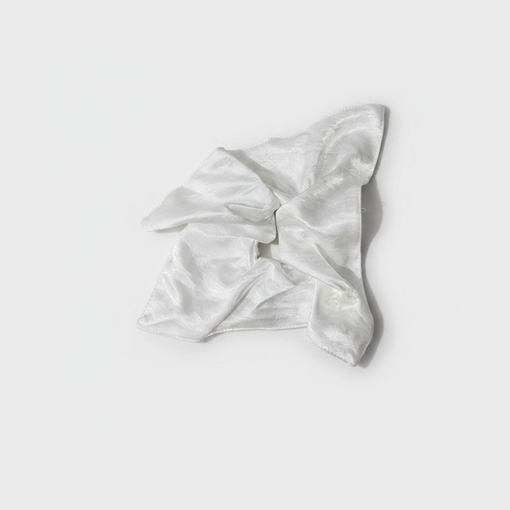 Satin Pearl Hair Bow Scrunchie Ivory – hair accessories (view 1)