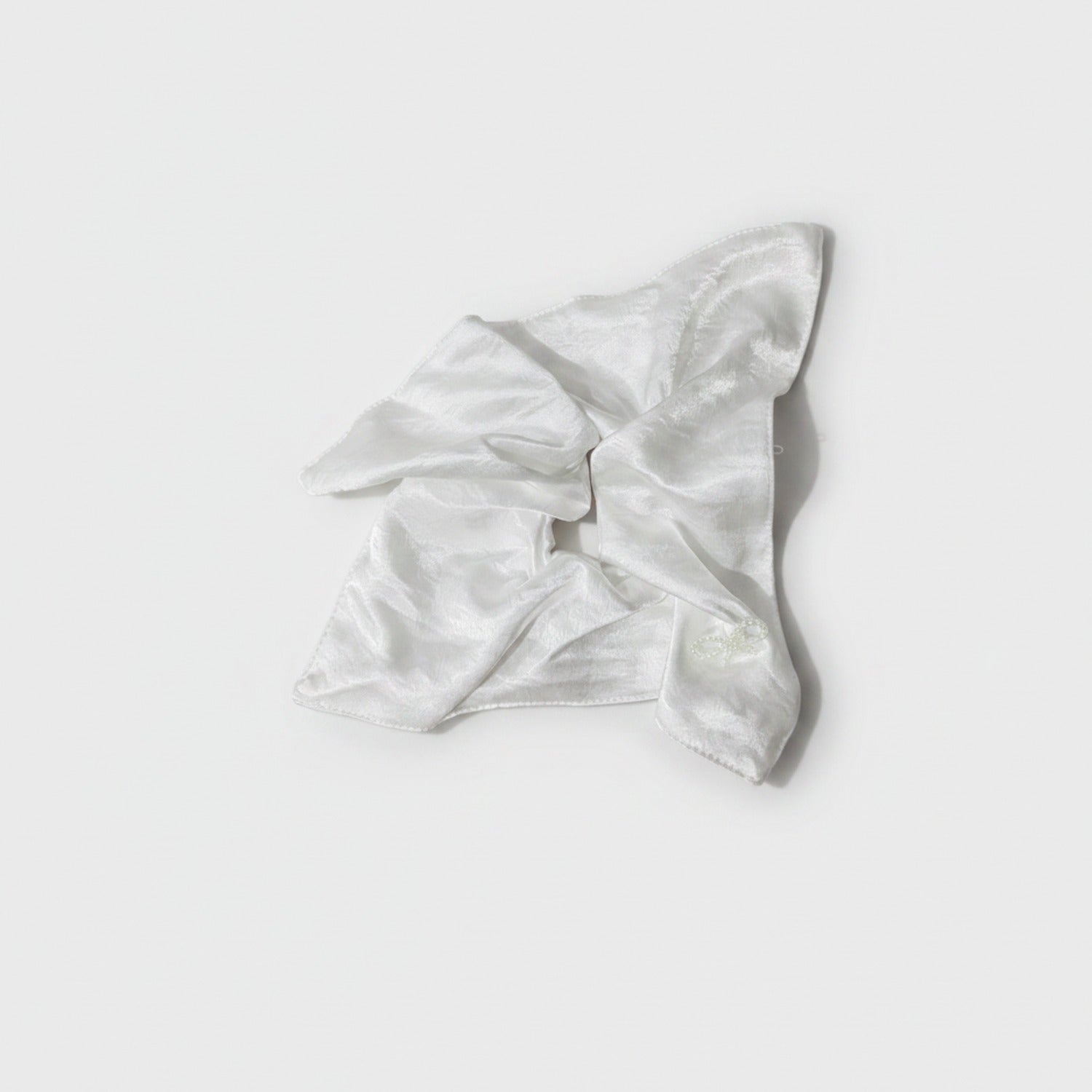 Satin Pearl Hair Bow Scrunchie Ivory