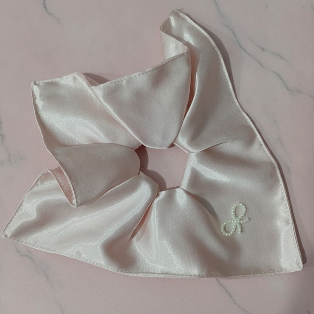 Satin Bow Hair Scrunchie In Mauve – hair accessories (view 2)