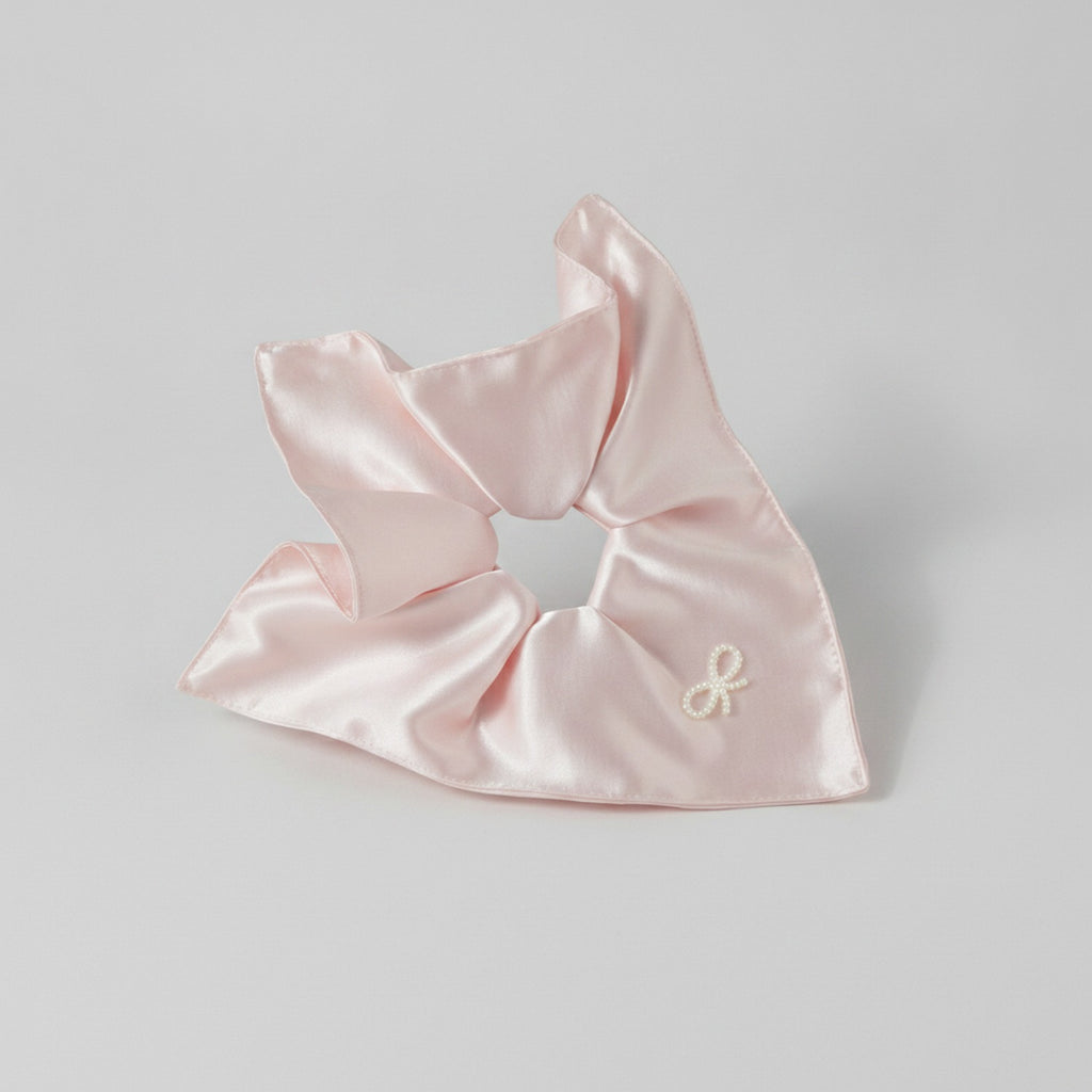 Satin Bow Hair Scrunchie In Mauve – hair accessories (view 1)