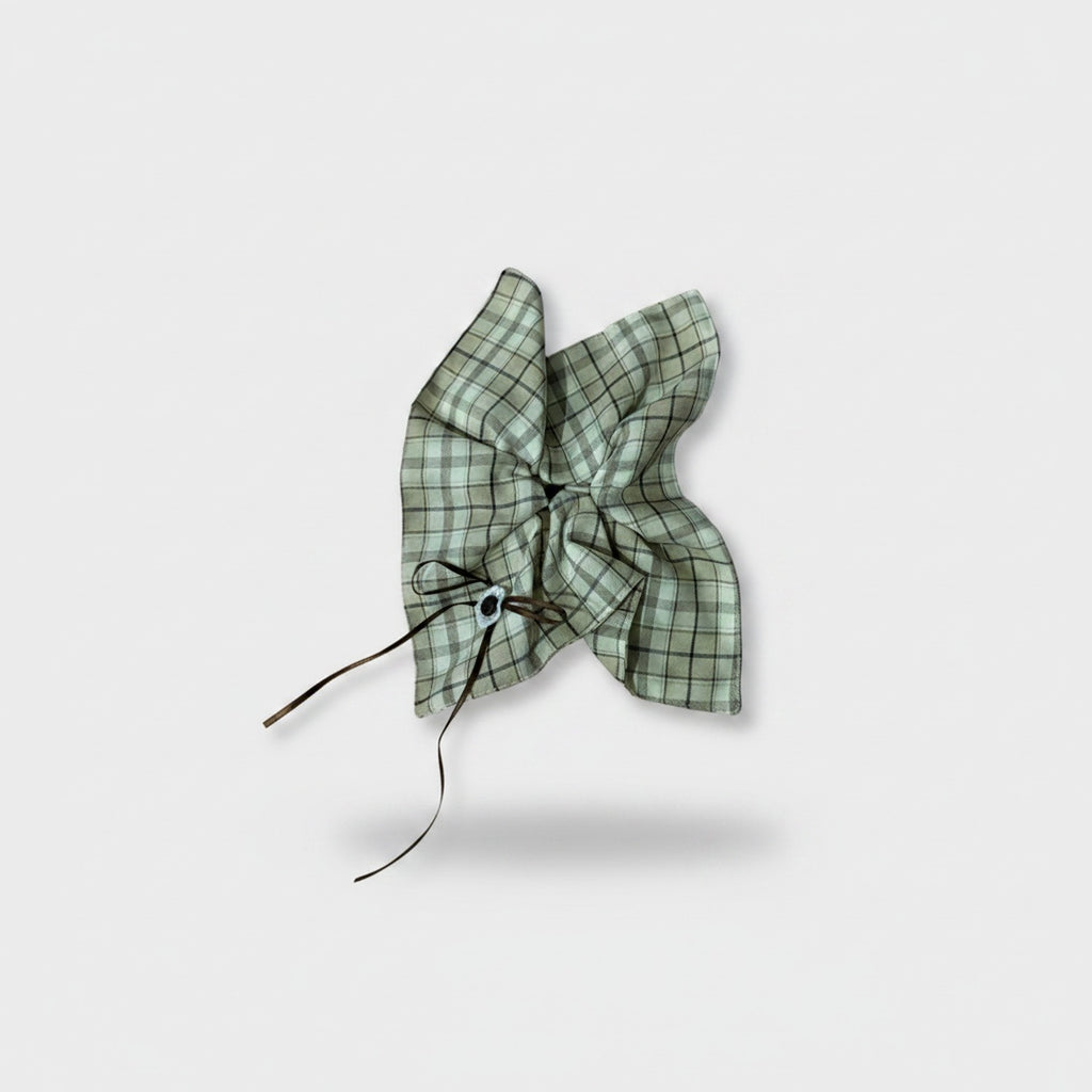 Plaid Bow Hair Clip Green