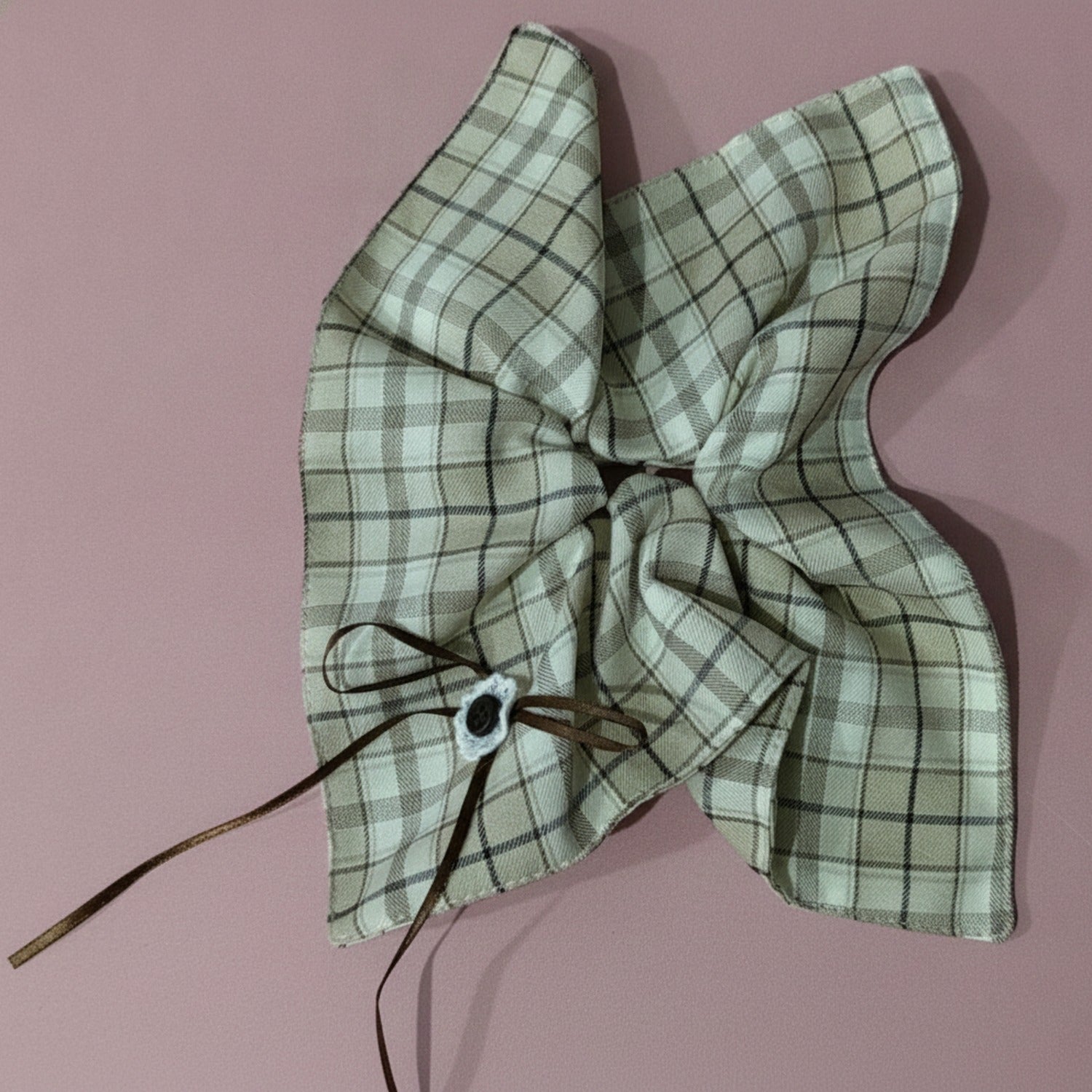 Plaid Bow Hair Clip Green