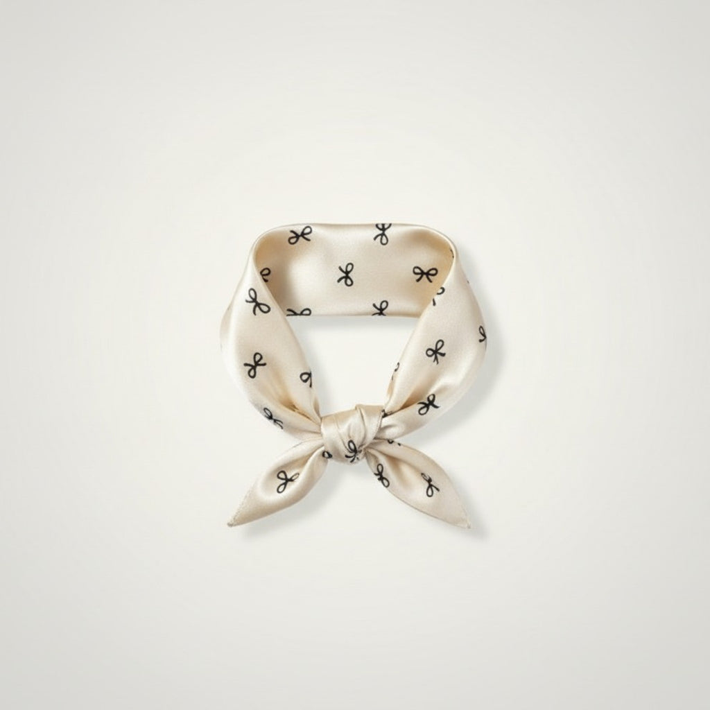 Chic Bow Print Satin Hair Scarf – hair accessories (view 1)