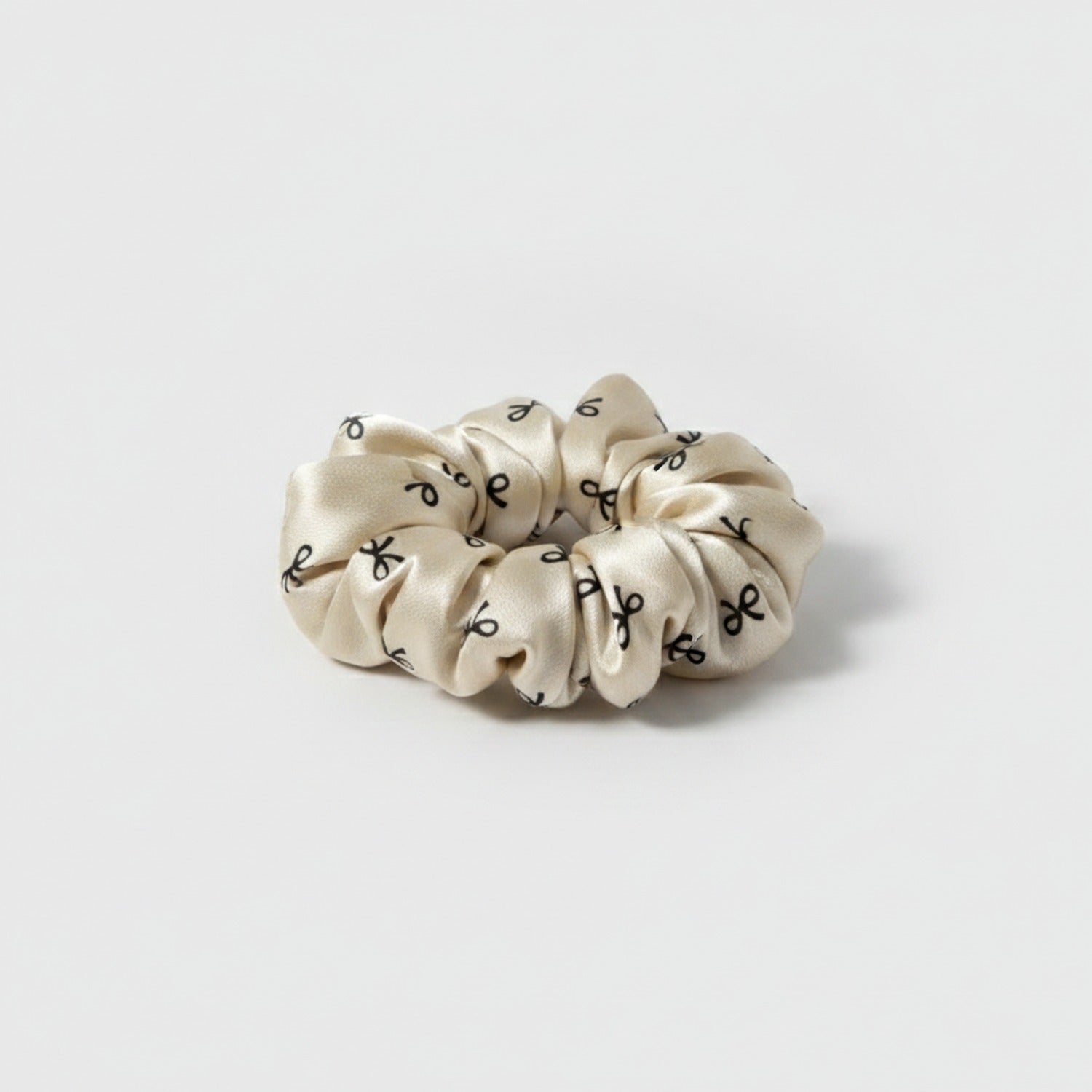 Bow Print Linen Hair Tie Scrunchie