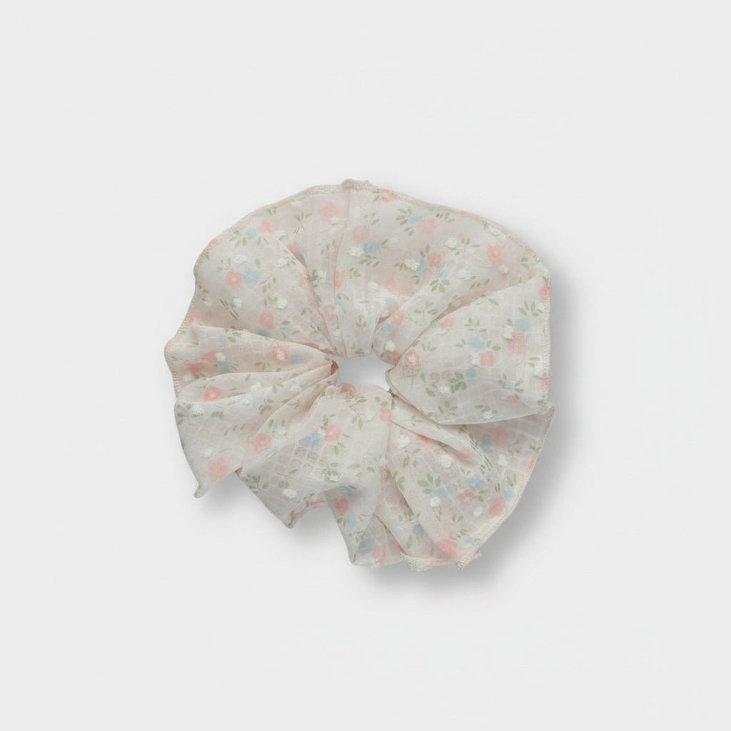 Floral Scrunchie With Ruffled Edges