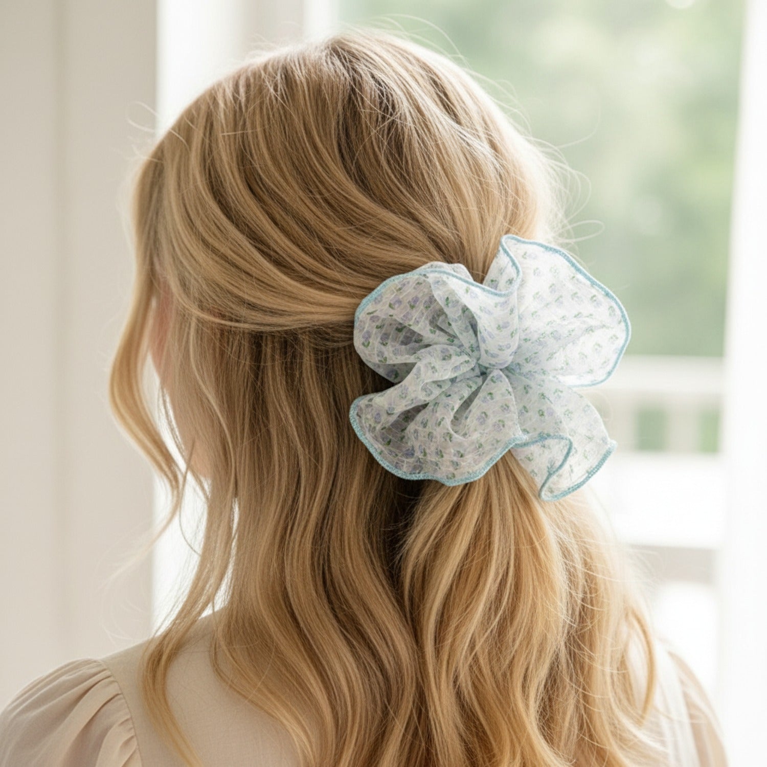 Floral Print Quilted Hair Scrunchie Set