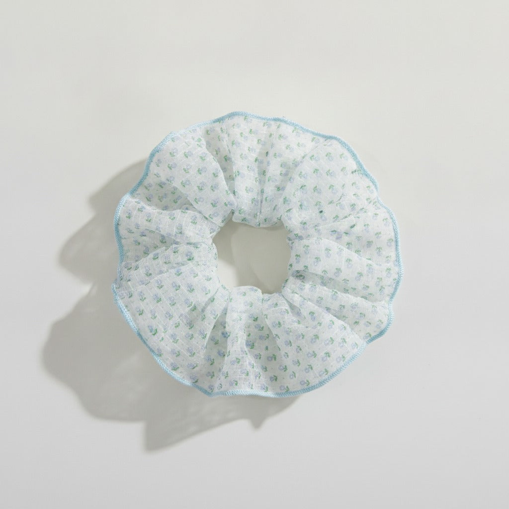 Sheer Floral Grid Hair Scrunchie – hair accessories (view 1)