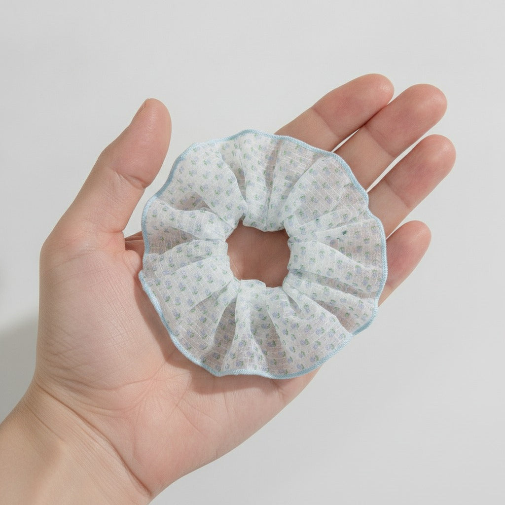 Sheer Floral Grid Hair Scrunchie – hair accessories (view 3)