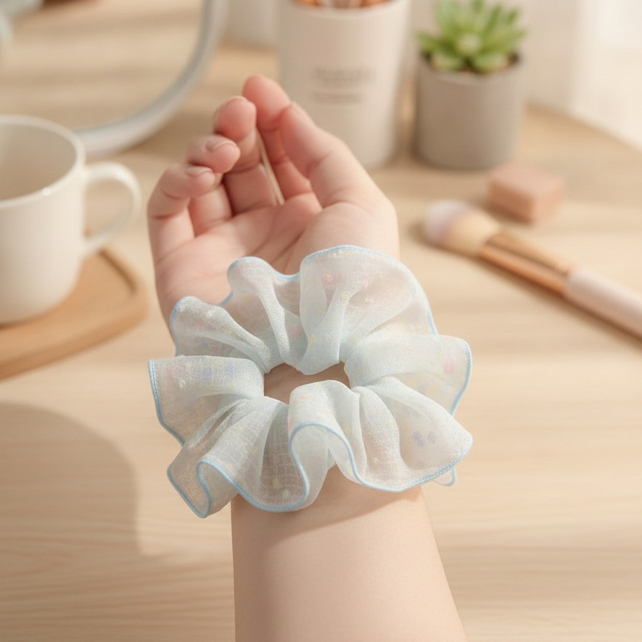 Mesh Colorful Dot Hair Scrunchie – hair accessories (view 2)