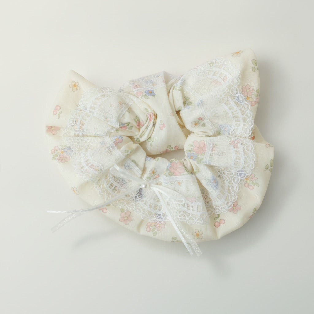 Sweet Floral Lace Hair Scrunchie – hair accessories (view 1)