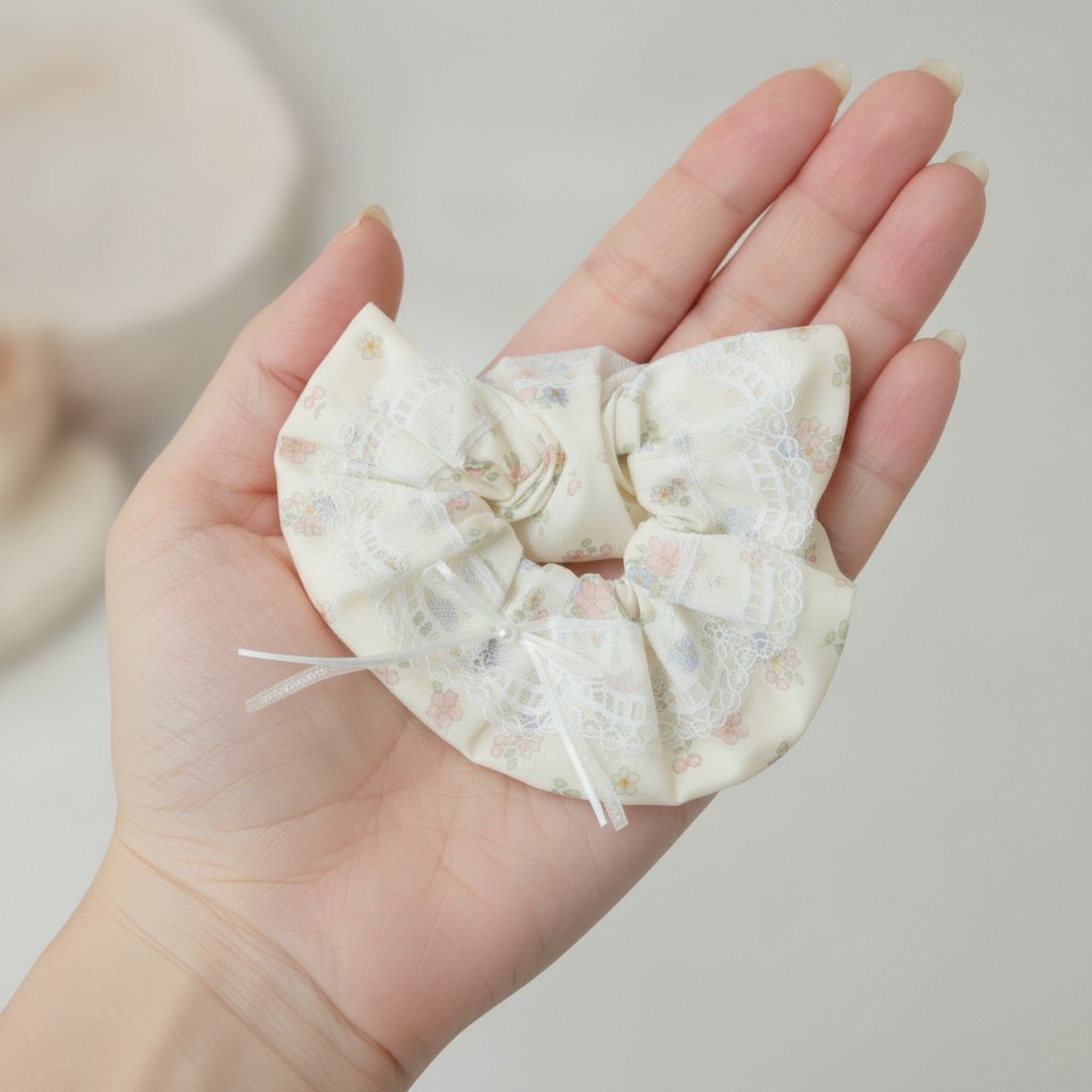 Sweet Floral Lace Hair Scrunchie – hair accessories (view 3)