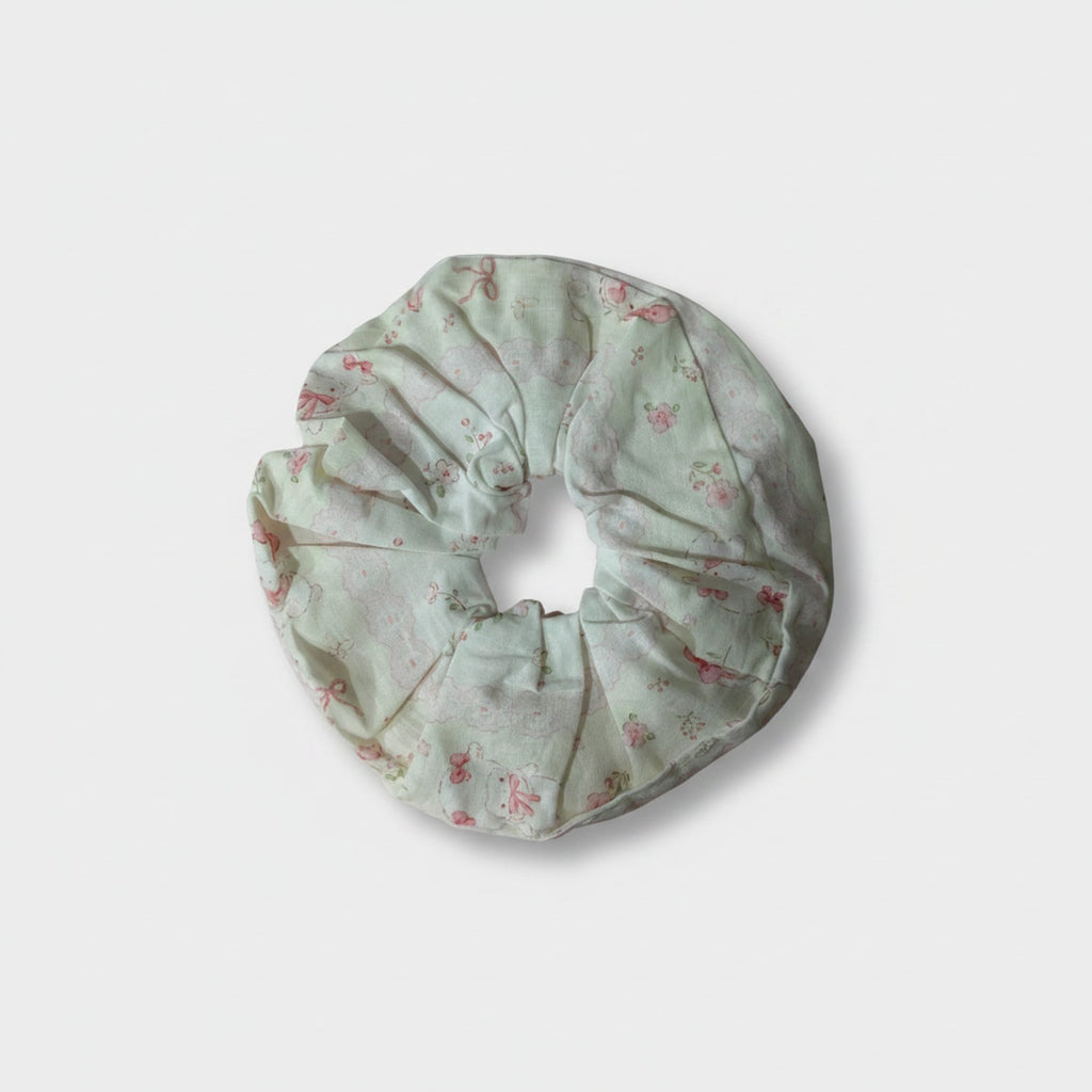Floral Scrunchie In Cream And Pink