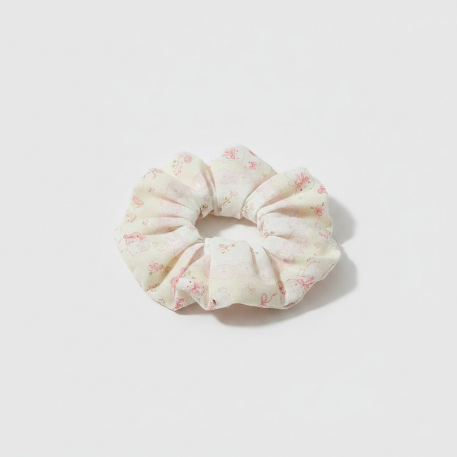 Floral Scrunchie In Cream And Pink