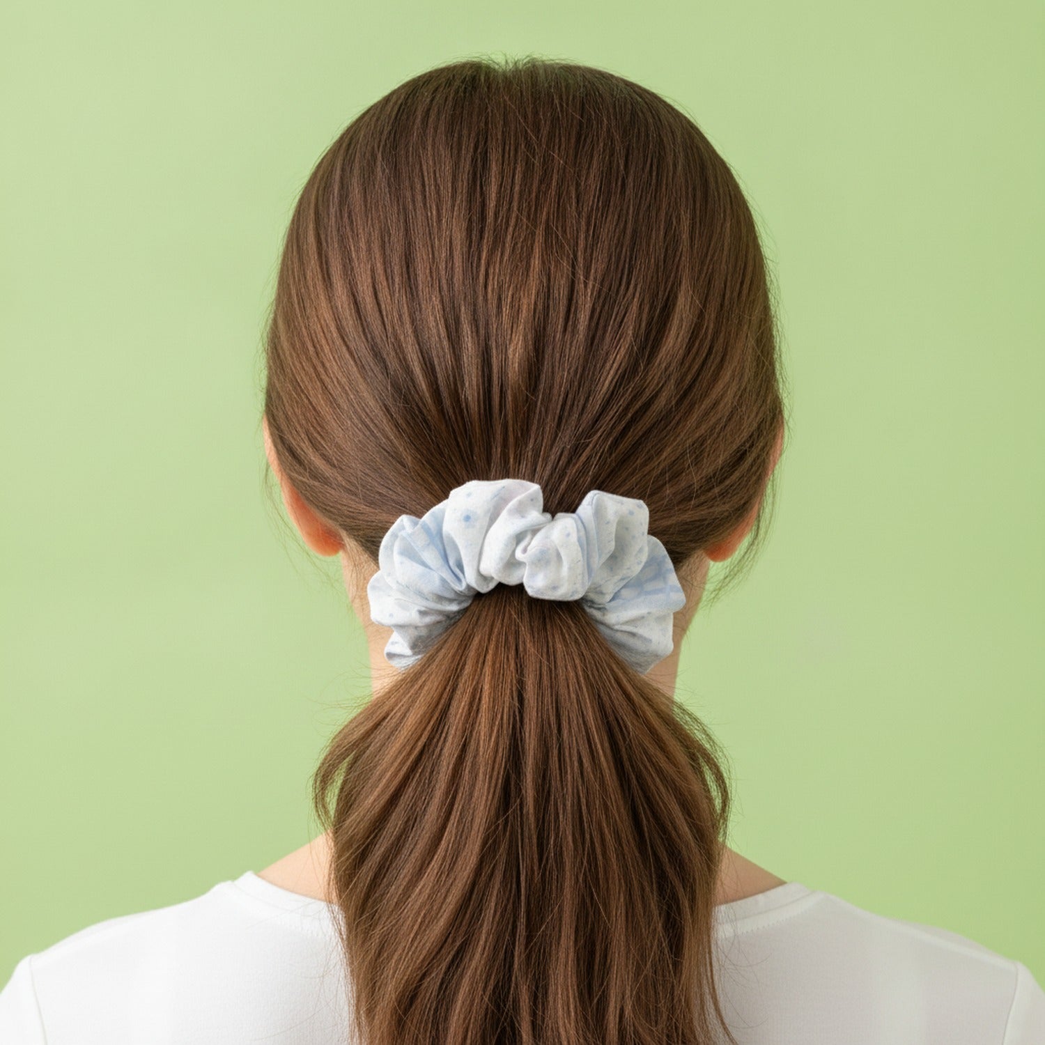 Blue Gingham Pleated Fabric Scrunchie