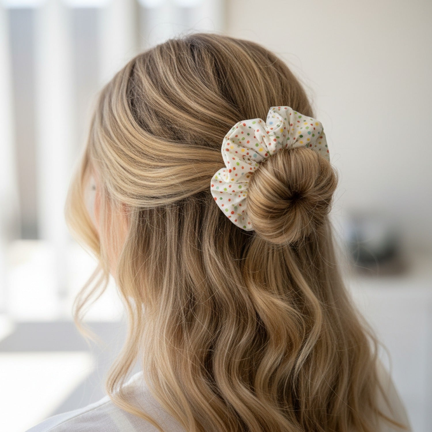 Colorful Polka Dot Ruched Hair Scrunchie
