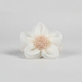 Cream Textured Flower Hair Clip With Beaded Center